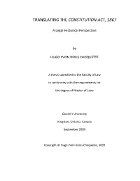 Translating the Constitution Act, 1867