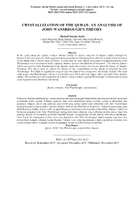 An Analysis of John Wansbrough's Theory