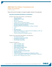 IEEE EAD First Edition Committees List Table of Contents (1 January 2019)