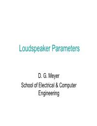 Loudspeaker Parameters