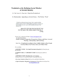 Tzedakah As the Defining Social Marker of Jewish Identity