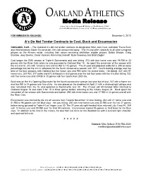 12-02-2010 Athletics Do Not Tender Contracts to Cust, Buck And