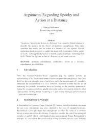 Arguments Regarding Spooky and Action at a Distance