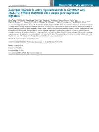 Dasatinib Response in Acute Myeloid Leukemia Is Correlated with FLT3 /ITD, PTPN11 Mutations and a Unique Gene Expression Signature