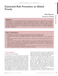 Existential Risk Prevention As Global Priority
