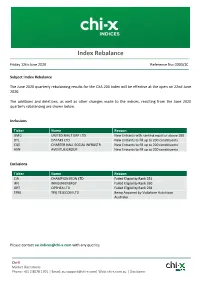 Index Rebalance
