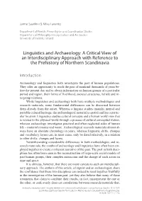 Linguistics and Archaeology: a Critical View of an Interdisciplinary Approach with Reference to the Prehistory of Northern Scandinavia