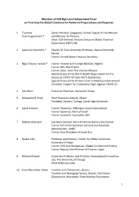 Members of G20 High Level Independent Panel on Financing the Global Commons for Pandemic Preparedness and Response