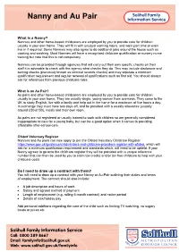 Nanny and Au Pair Fact Sheet