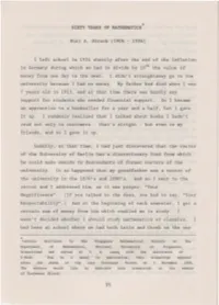 Sixty Years of Mathematics *