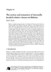 The Syntax and Semantics of Internally Headed Relative Clauses in Hidatsa John P