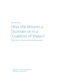 Was the Mitanni a Suzerain Or in a Coalition of States?