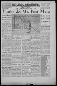Yanks 23 ML Past Metz Warhinges Ref Use on Battle at Rhine—Ike to Yield