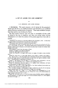 A Set of Axioms for Line Geometry*