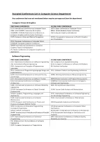 Accepted Conferences List in Computer Science Department