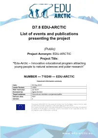 D7.8 EDU-ARCTIC List of Events and Publications Presenting the Project