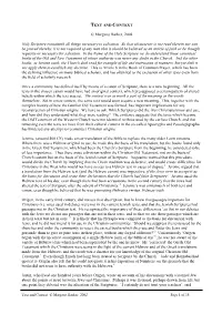 Margaret Barker, 2002 Holy Scripture Containeth All Things Necessary To