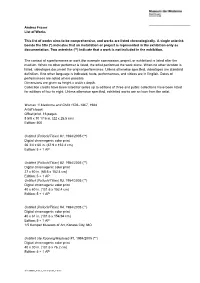 Mdms Fraser List of Works E.Docx