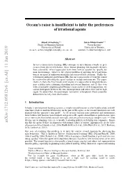 Occam's Razor Is Insufficient to Infer the Preferences of Irrational Agents