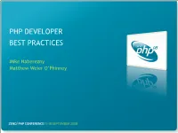 Php Developer Best Practices