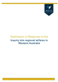 Submission in Response to the Inquiry Into Regional Airfares in Western Australia