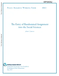 The Entry of Randomized Assignment Into the Social Sciences