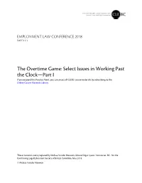 The Overtime Game: Select Issues in Working Past the Clock—Part I