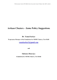 Artisan Clusters – Some Policy Suggestions