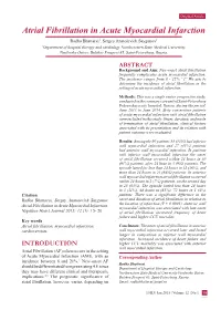 Atrial Fibrillation in Acute Myocardial Infarction