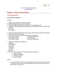 Basic Answer Key Chapter 7: Chemical