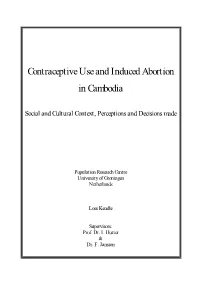 Contraceptive Use and Induced Abortion in Cambodia