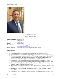 CV Dr. Ashraf Sheta December 30, 2020 1 CURRICULUM VITA Ashraf