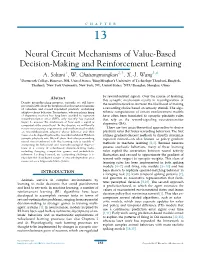 Neural Circuit Mechanisms of Value-Based Decision-Making and Reinforcement Learning A