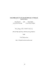 Paraphrases in Lfg-Based Broad-Coverage Semantics