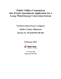 Public Utilities Commission Site Permit Amendment Application for a Large Wind Energy Conversion System