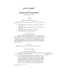 Rajya Sabha —— Revised List of Business