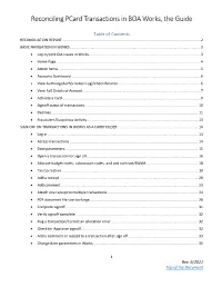 Reconciling Pcard Transactions in BOA Works, the Guide
