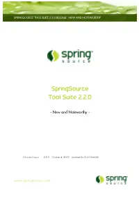 Springsource Tool Suite 2.2.0.Release - New and Noteworthy