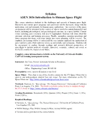 ASEN 3036 Introduction to Human Spaceflight