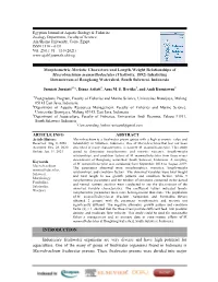 Morphometric-Meristic Characters and Length-Weight Relationships of Macrobrachium Mammillodactylus (Thallwitz, 1892) Inhabiting