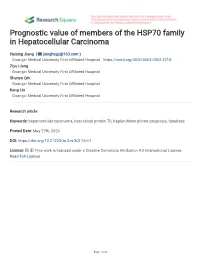Prognostic Value of Members of the HSP70 Family in Hepatocellular Carcinoma
