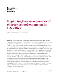 Exploring the Consequences of Charter School Expansion in U.S