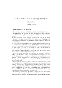 MA30055 Introduction to Topology, Spring 2017