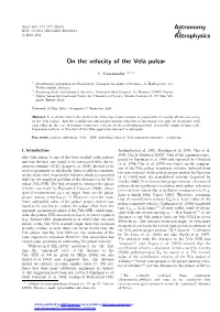 Astrophysics on the Velocity of the Vela Pulsar