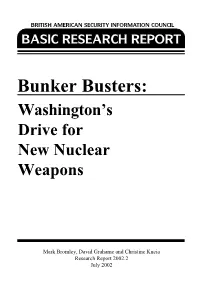 Bunker Busters: Washington's Drive for New Nuclear Weapons