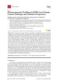 Pharmacogenomic Profiling of ADME Gene Variants