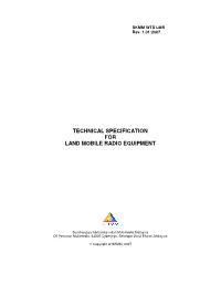 Technical Specification for Land Mobile Radio Equipment