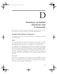 Appendix D: Summary of Samba Daemons and Commands