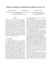 Efficient Evaluation of Radial Queries Using the Target Tree