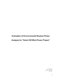 Evaluation of Environmental Shadow Flicker